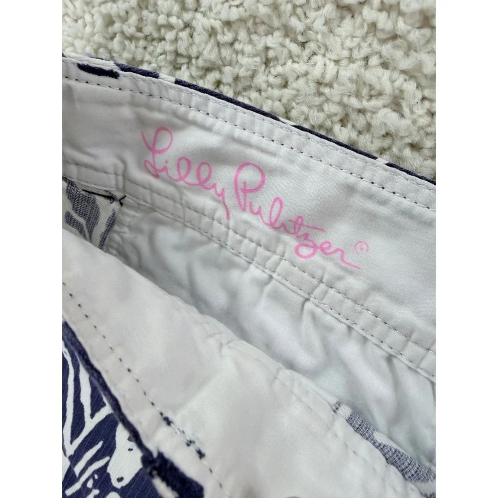 Lilly Pulitzer Callahan Shorts Women 8 Blue Zebra Print Preppy Chino